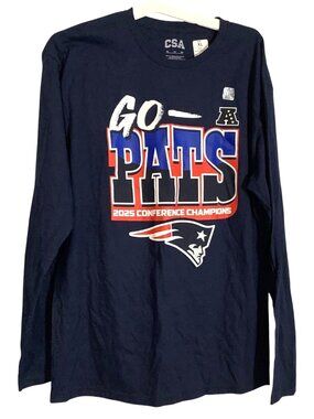 Go Pats 2025 Conference Champions Long Sleeve Navy T-Shirt XL CSA